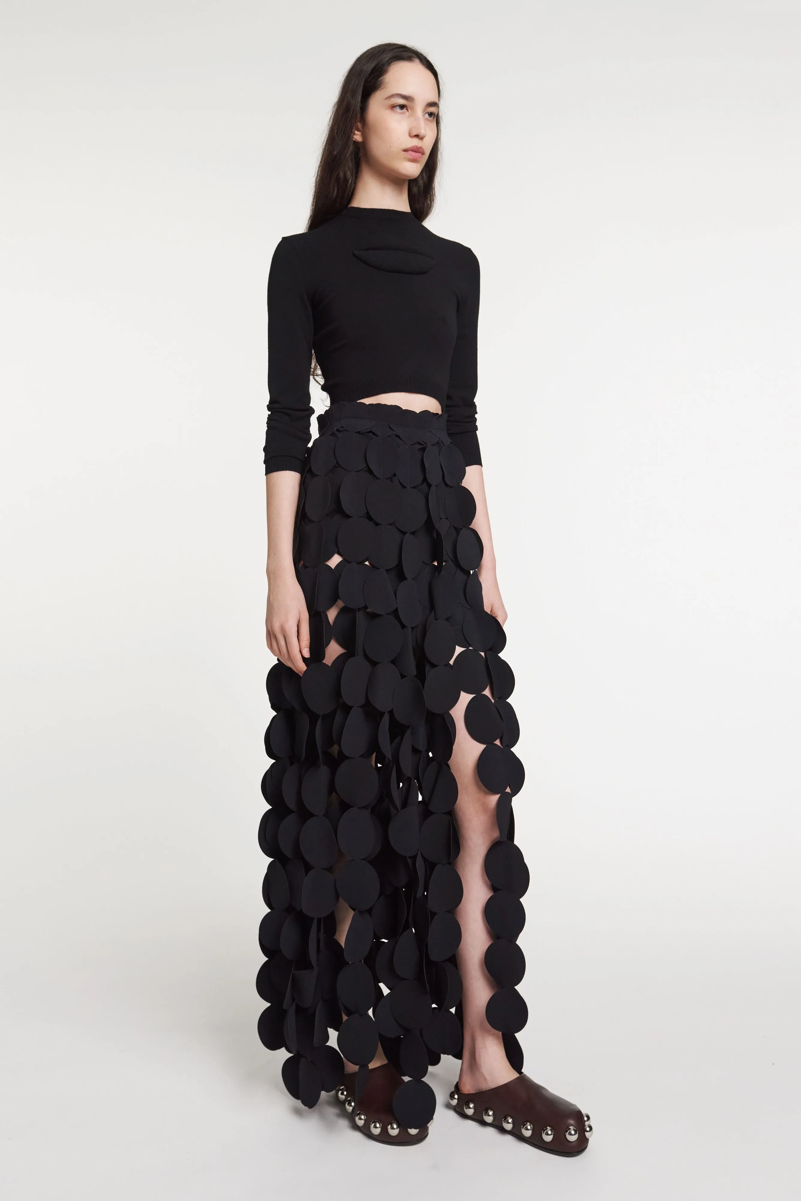 Quick Dry Technology Multi Circle Layered Maxi Skirt Black