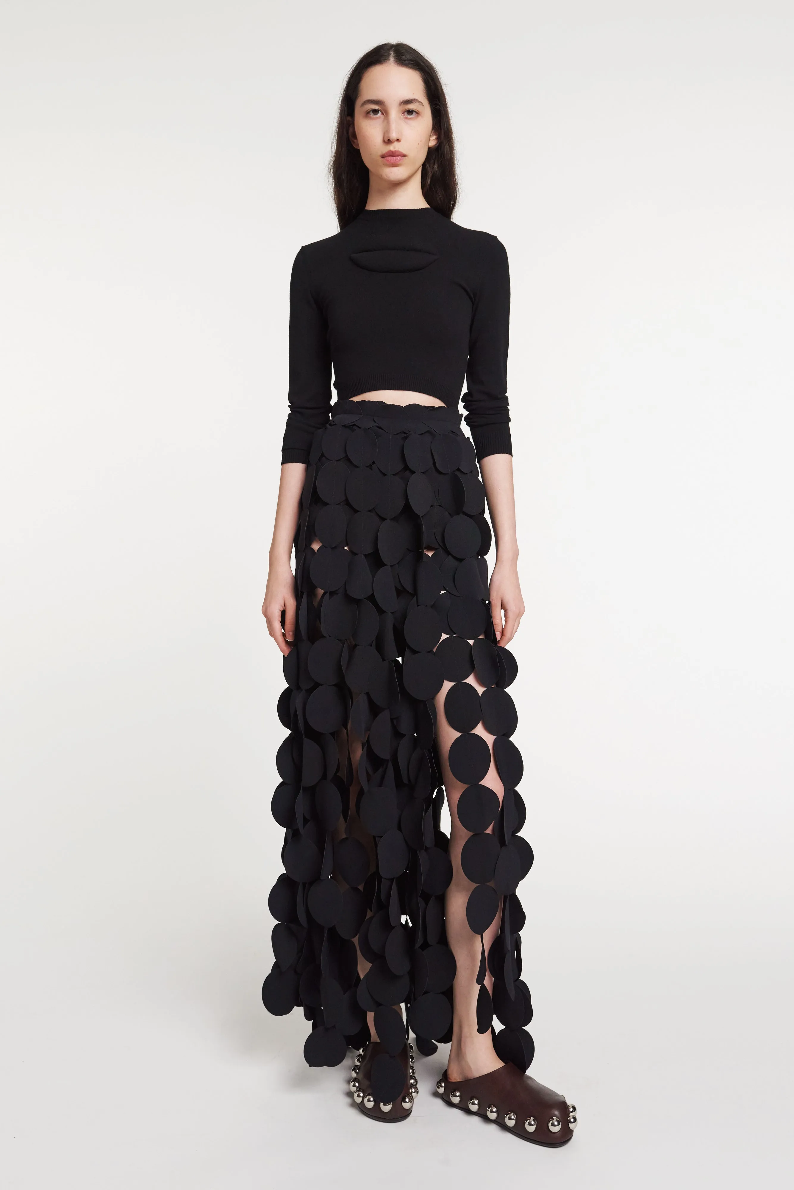 Multi Circle Layered Maxi Skirt Black Media Feature