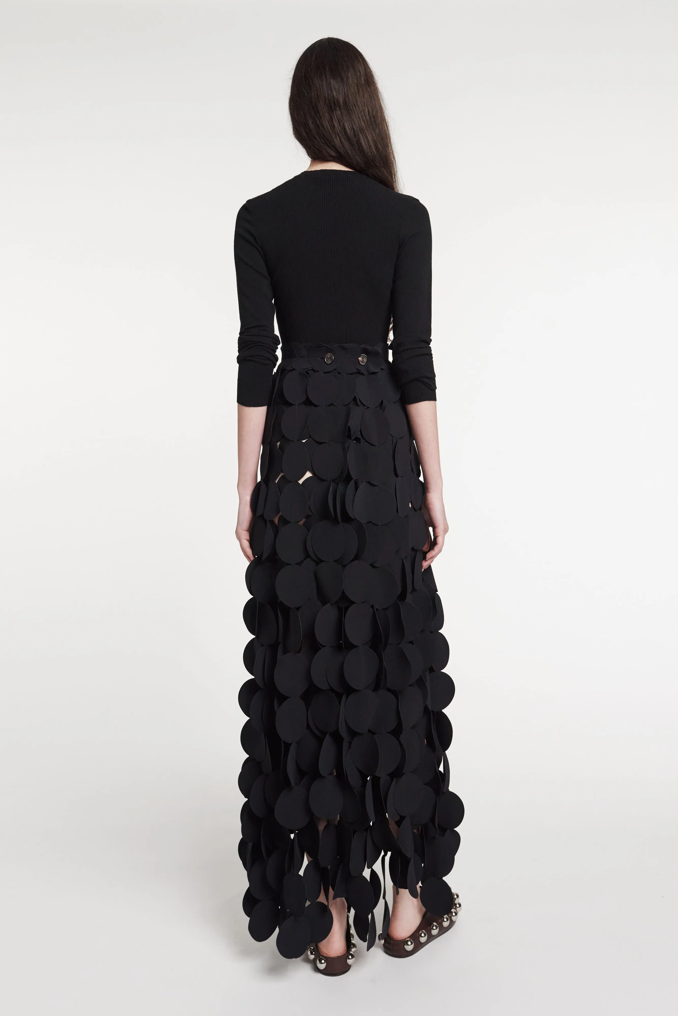 Multi Circle Layered Maxi Skirt Black Non Irritating Edges