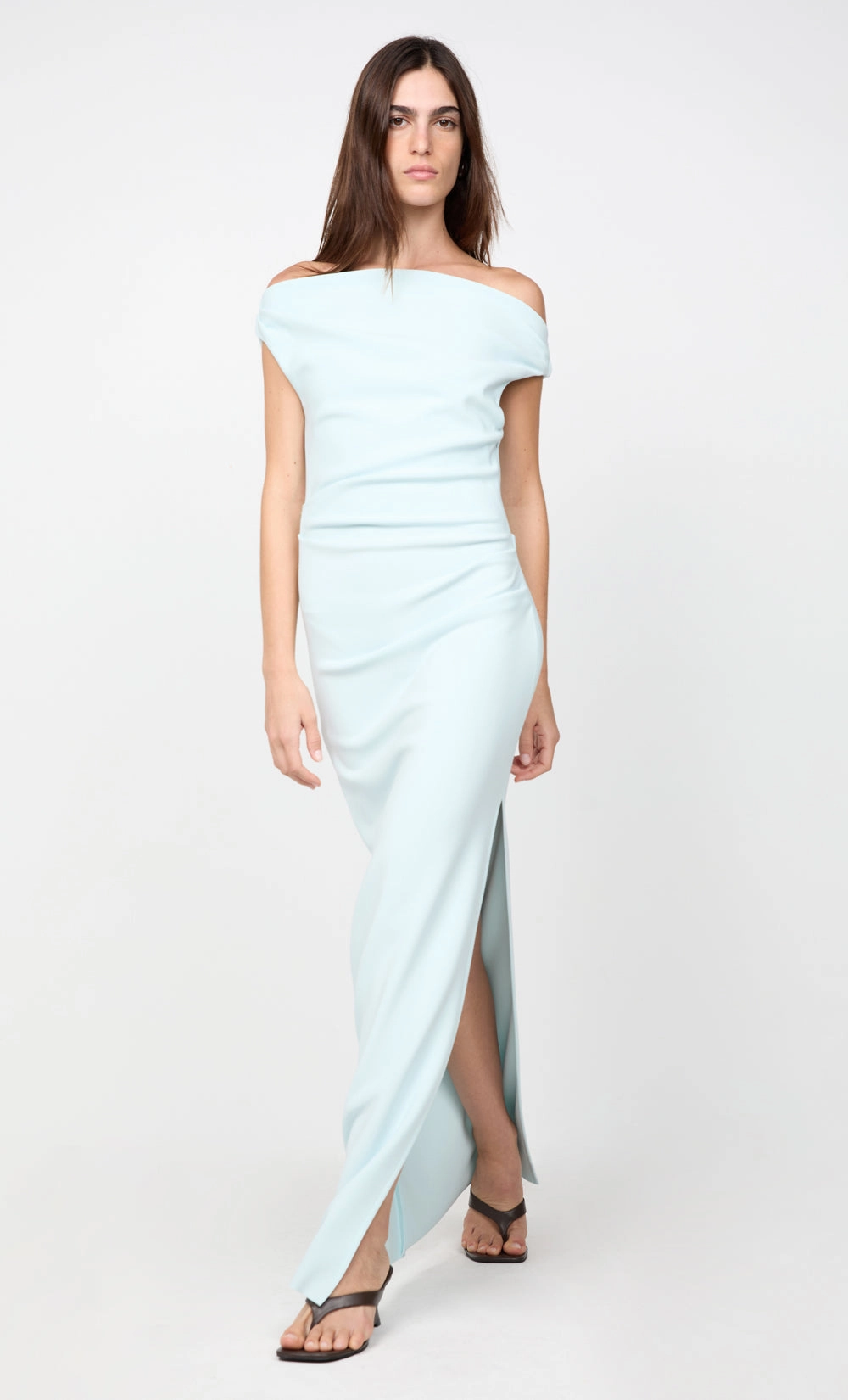 Layered-Sleeve Art Spirit LEORA ASYM MAXI DRESS - ARCTIC BLUE