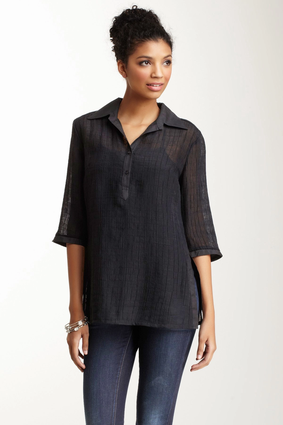 Viscose Basic Tunic - Black HiddenVentilationPockets QuickDry Textile