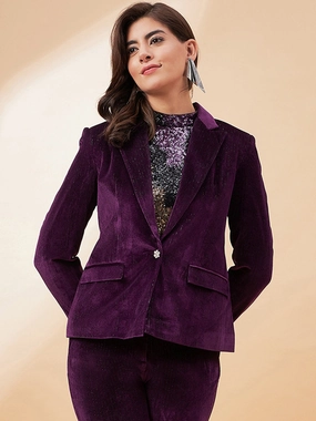 Non Restrictive Fit Madame Purple Notched-Lapel Blazer