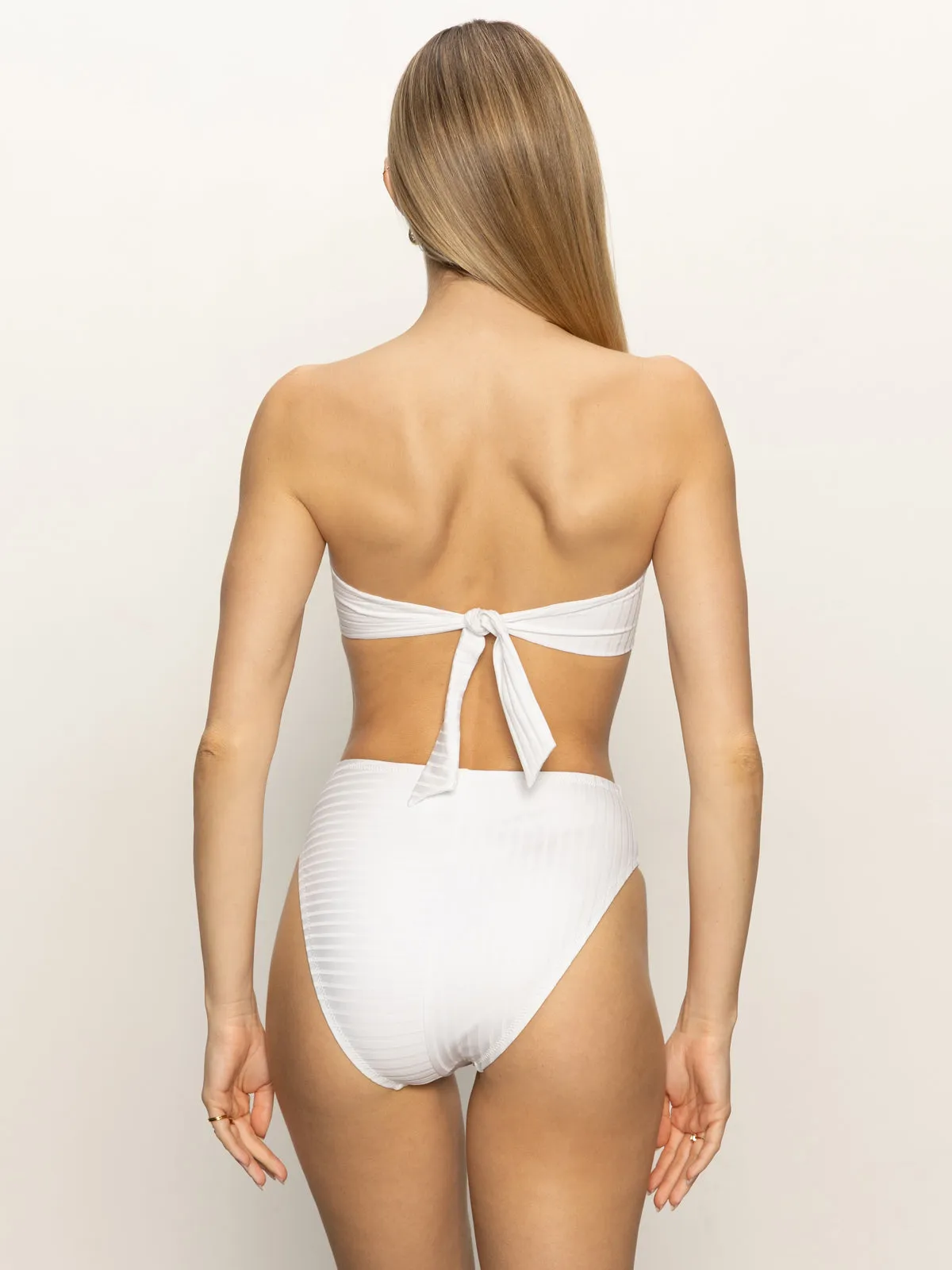 Refresh Rib Bandeau Bikini Top White Multi Pocket Functional Design HighElasticity Thread