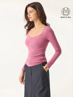 Thermal regulation Fitted Tank Light Warm Diamond Neck Tucked Brami Top