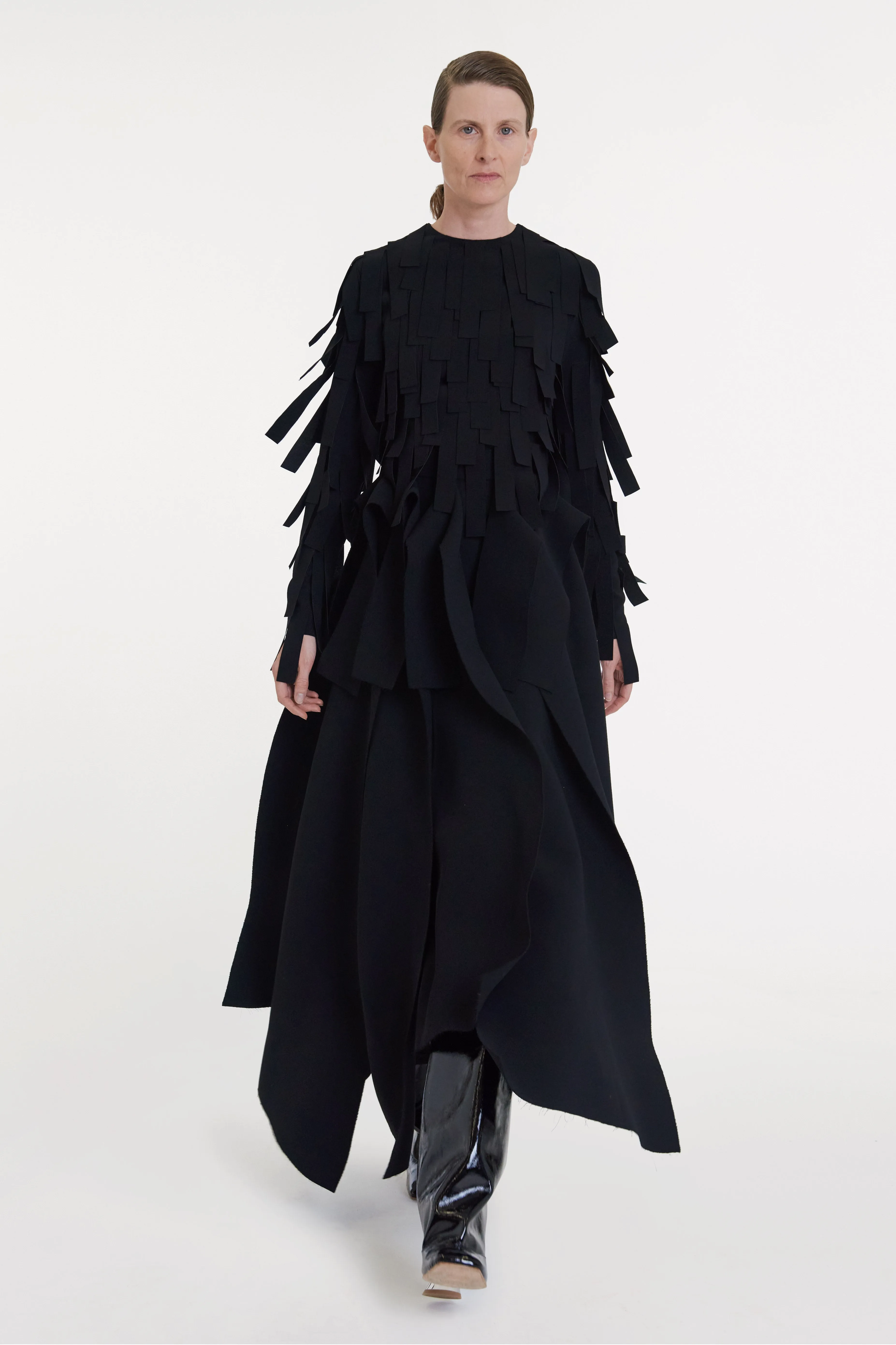 Multiple Asymmetric Panels Skirt Black Tonal Look