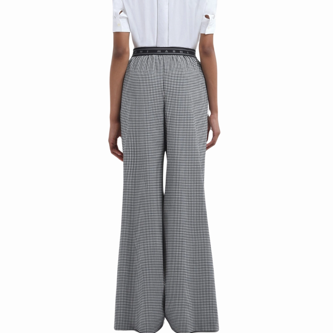 Flexible Ankle Cuffs Gingham Pull on Pant