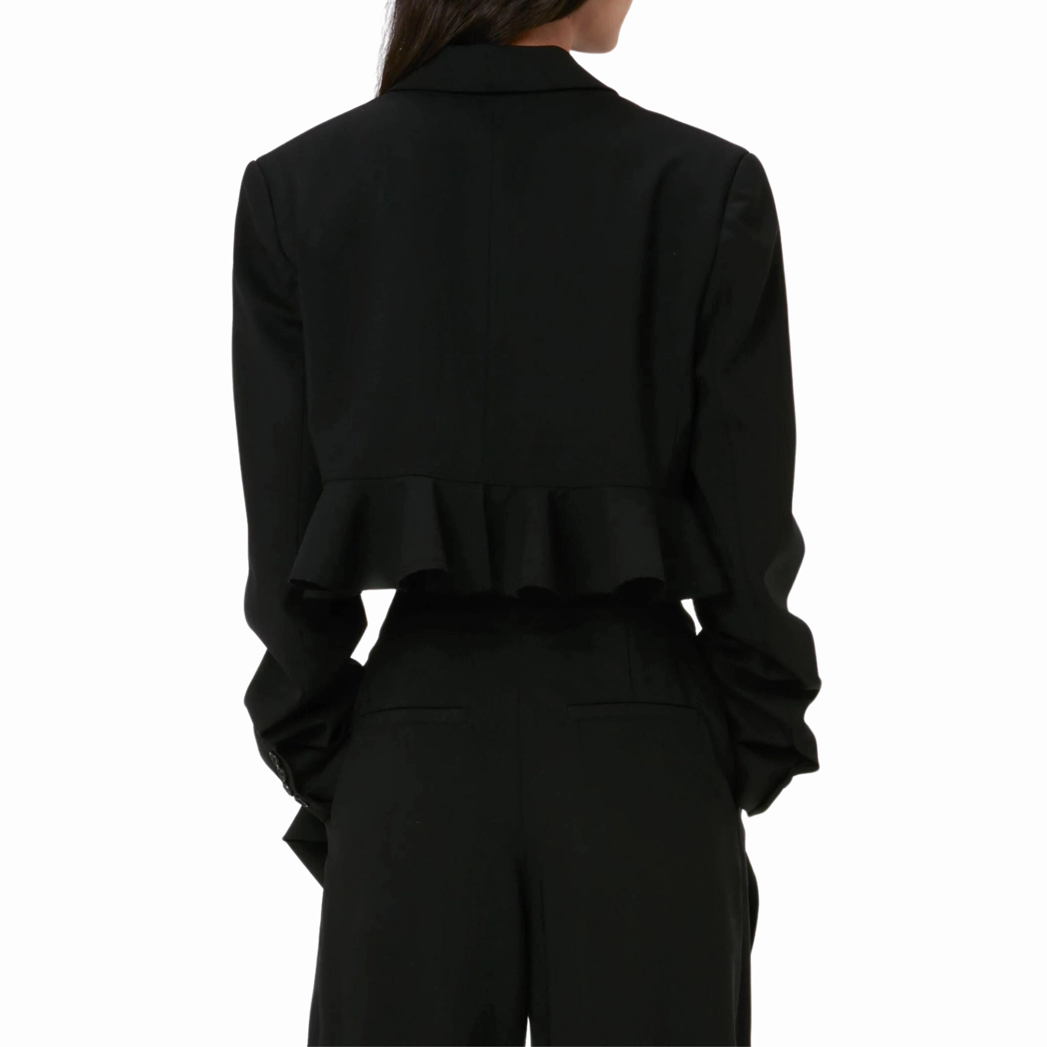 Cropped Ruffle Hem Jacket NoiseReduciting Fabric