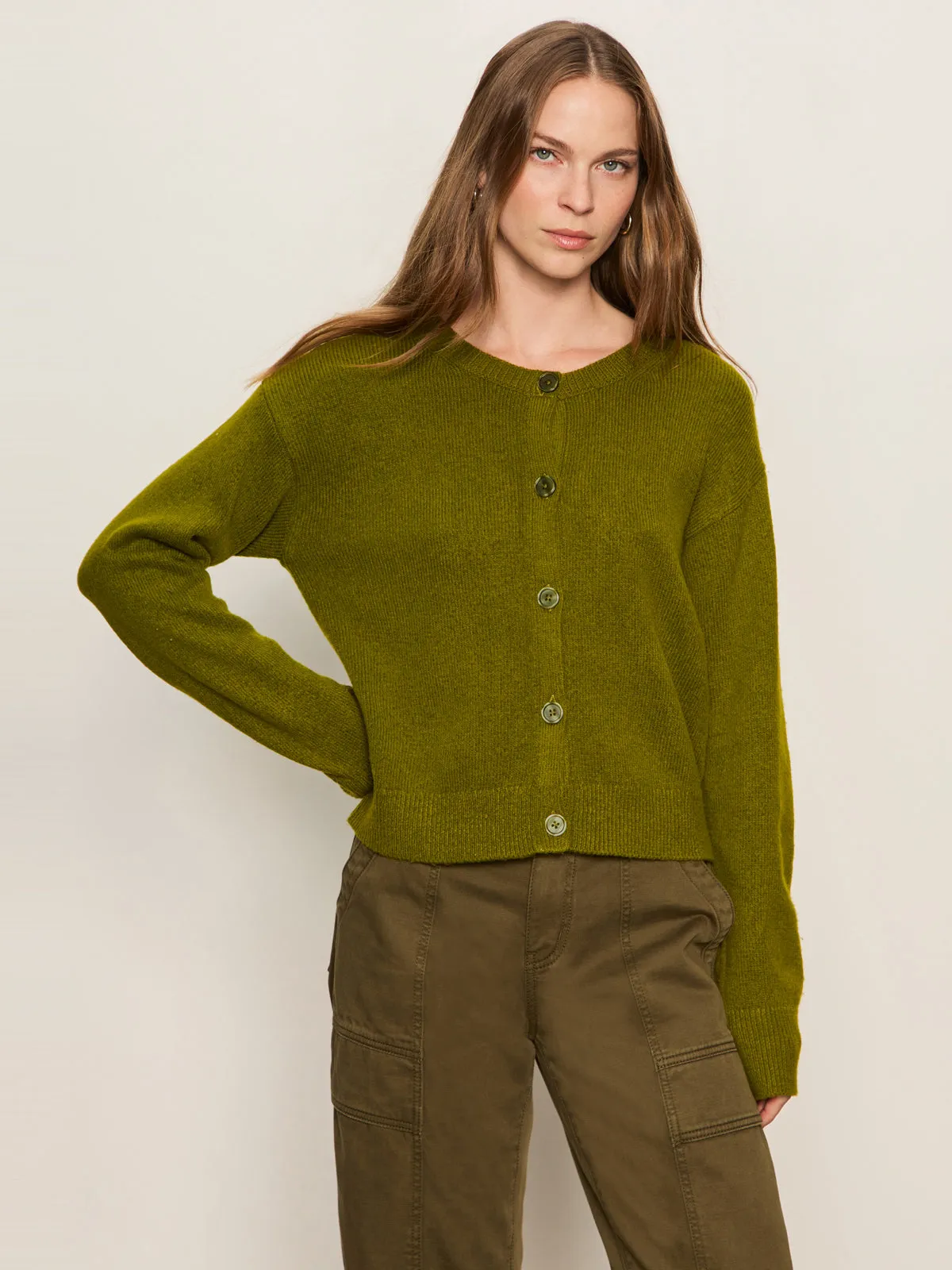 Must-Have Cardi Martini Olive Casual Pullover DoubleStitched Construction