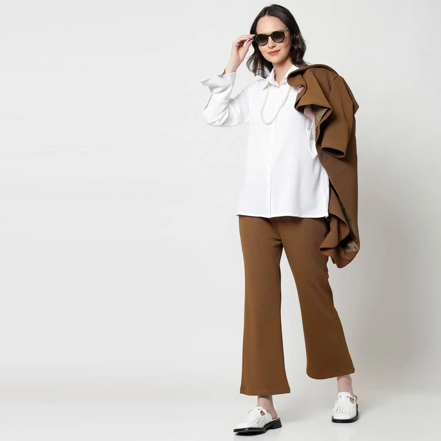 Mustard Lycra Bell Bottom Pant