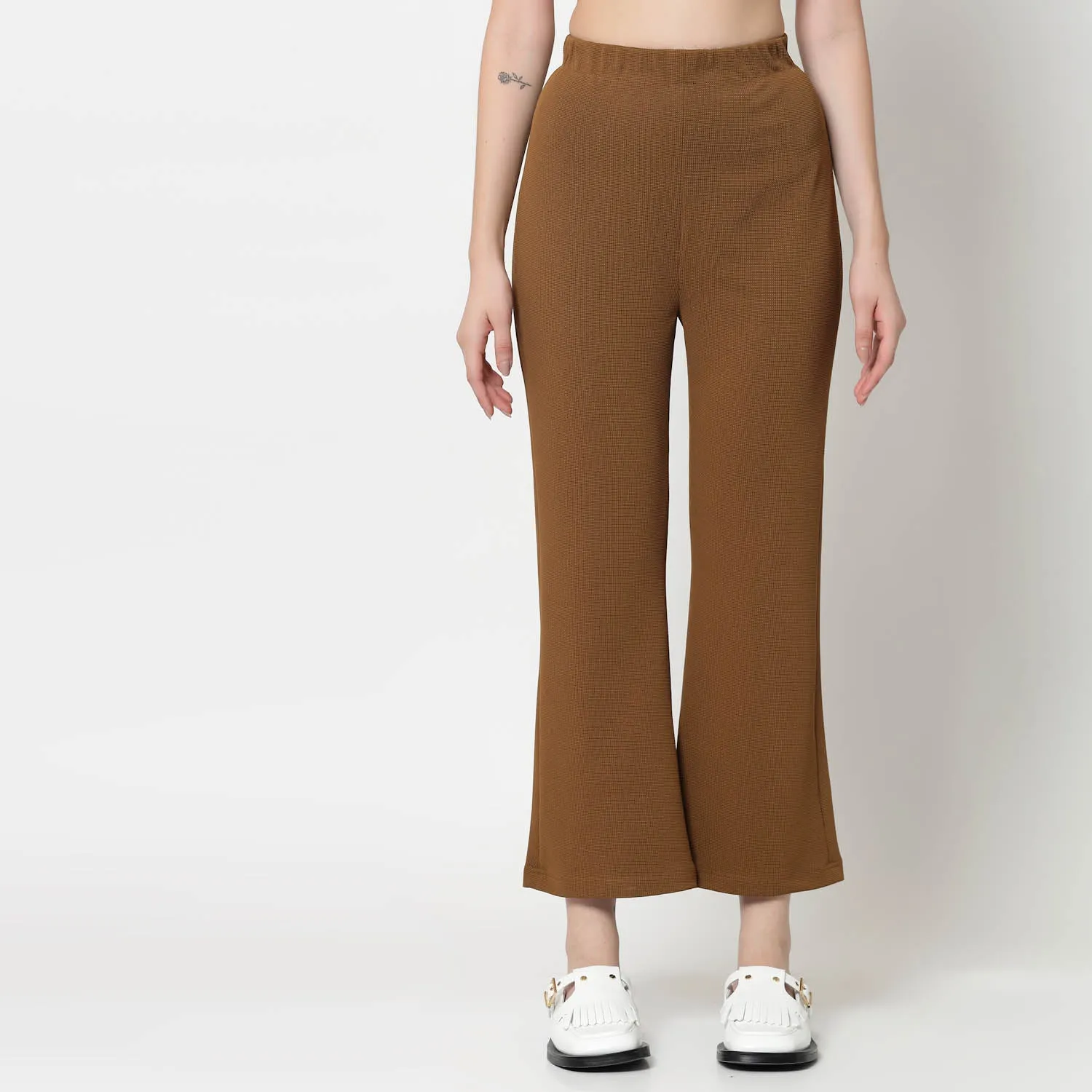 Mustard Lycra Bell Bottom Pant
