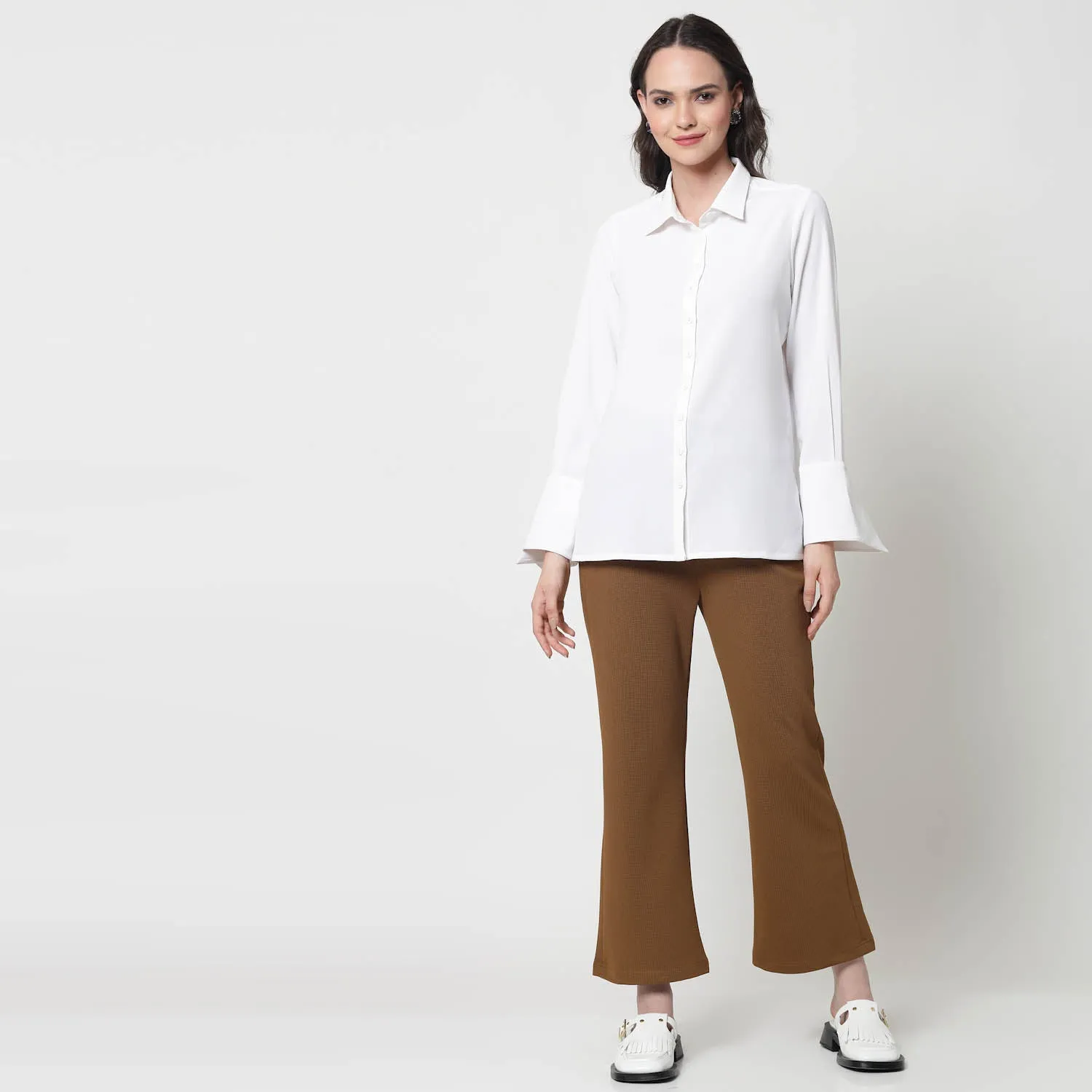 Mustard Lycra Bell Bottom Pant