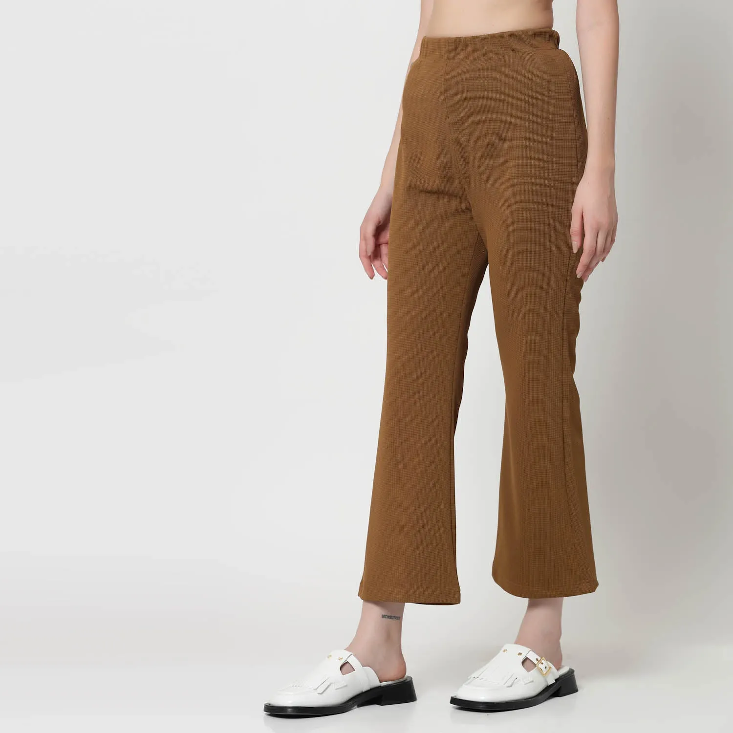 Mustard Lycra Bell Bottom Pant