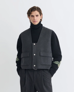 Safe Mykel - Cropped Double Wool Vest - Grey Melange