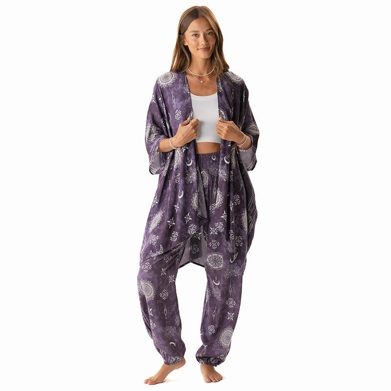 Mystic Plum Lounge Set Snug Waist Eco Friendly Fabric