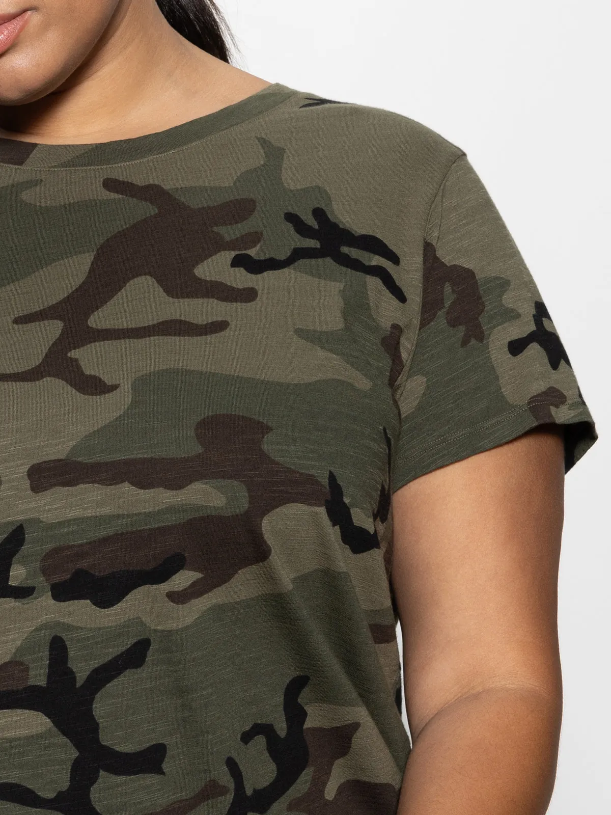 Sleek Layer Chic and Soft The Perfect Tee Hiker Camo Extended Sizing