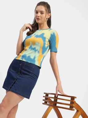 Madame Abstract Print Orange Regular T-Shirt Holiday Outfit