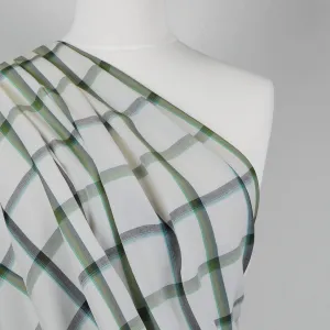 Nairn - Green Yarn Dyed Asymmetrical Plaid Woven Fabric - 2m Remnant