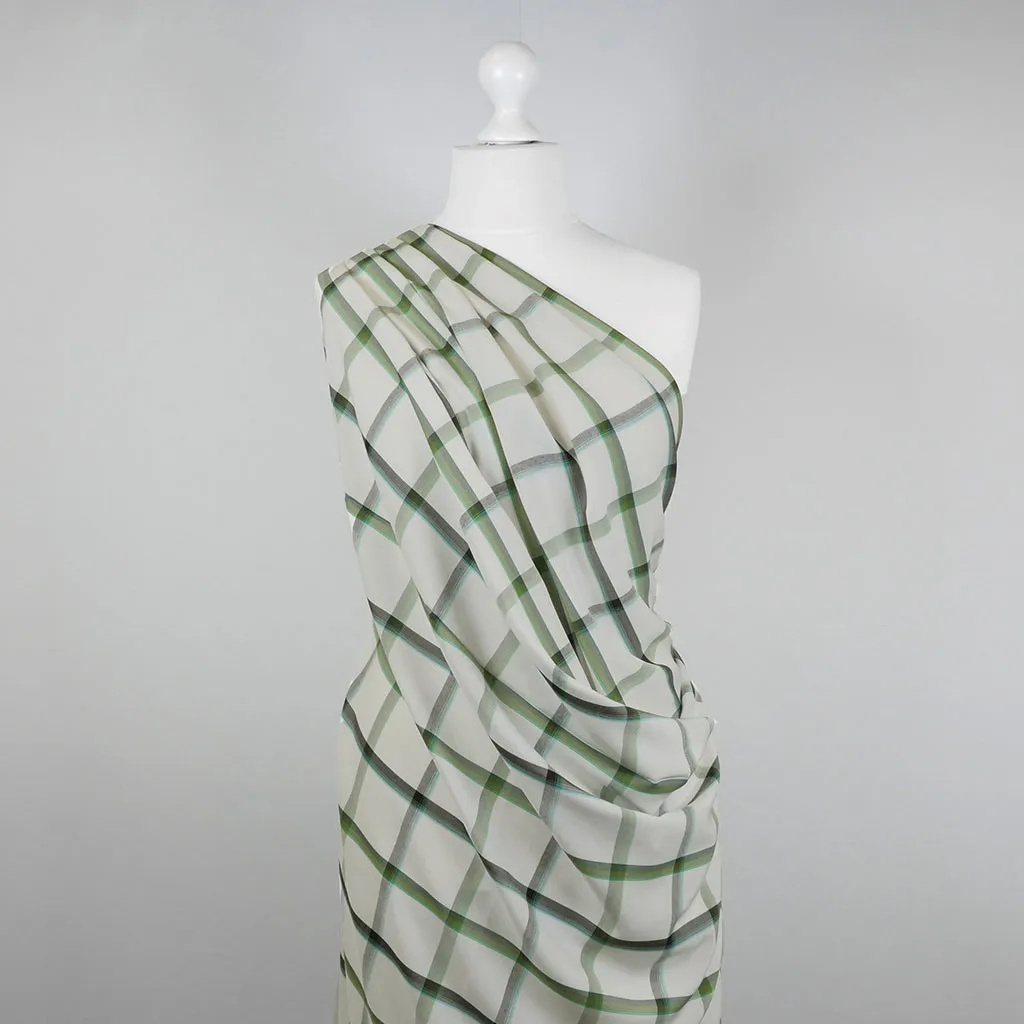 Nairn - Green Yarn Dyed Asymmetrical Plaid Woven Fabric - 2m Remnant