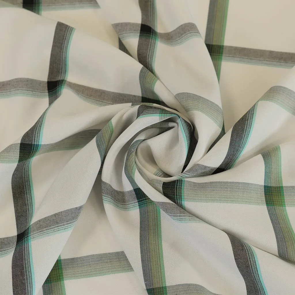 Nairn - Green Yarn Dyed Asymmetrical Plaid Woven Fabric - 2m Remnant