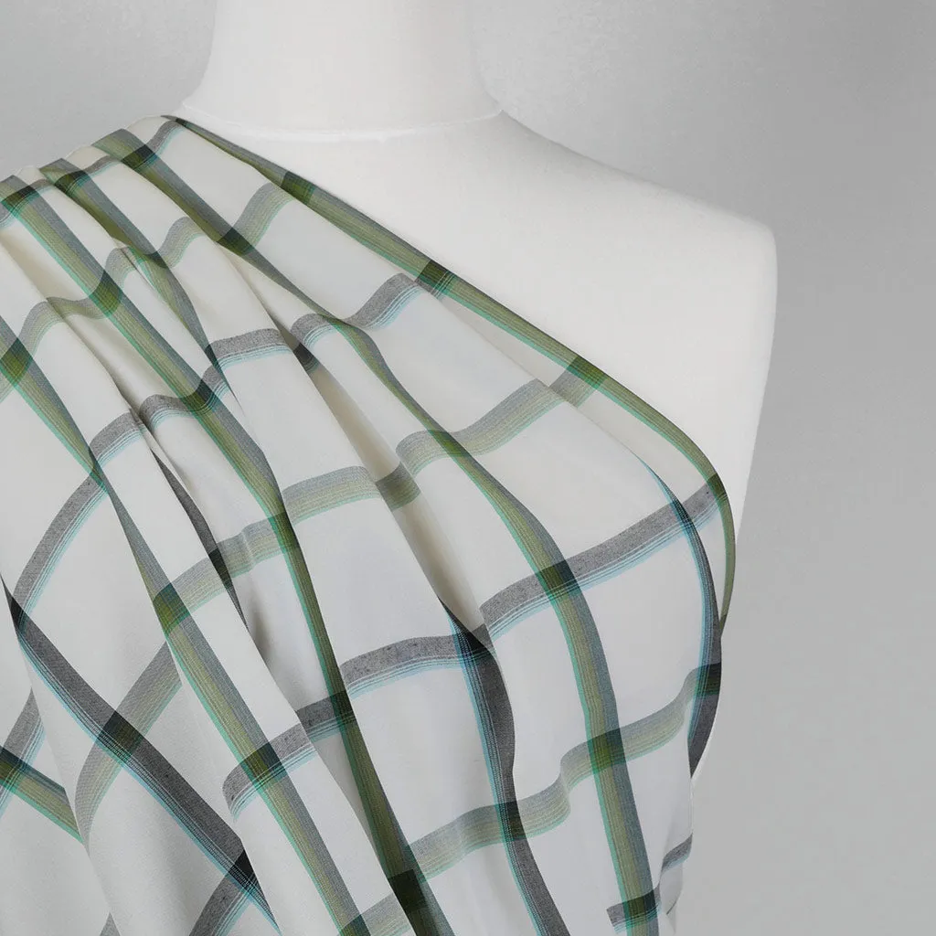 Nairn - Green Yarn Dyed Asymmetrical Plaid Woven Fabric