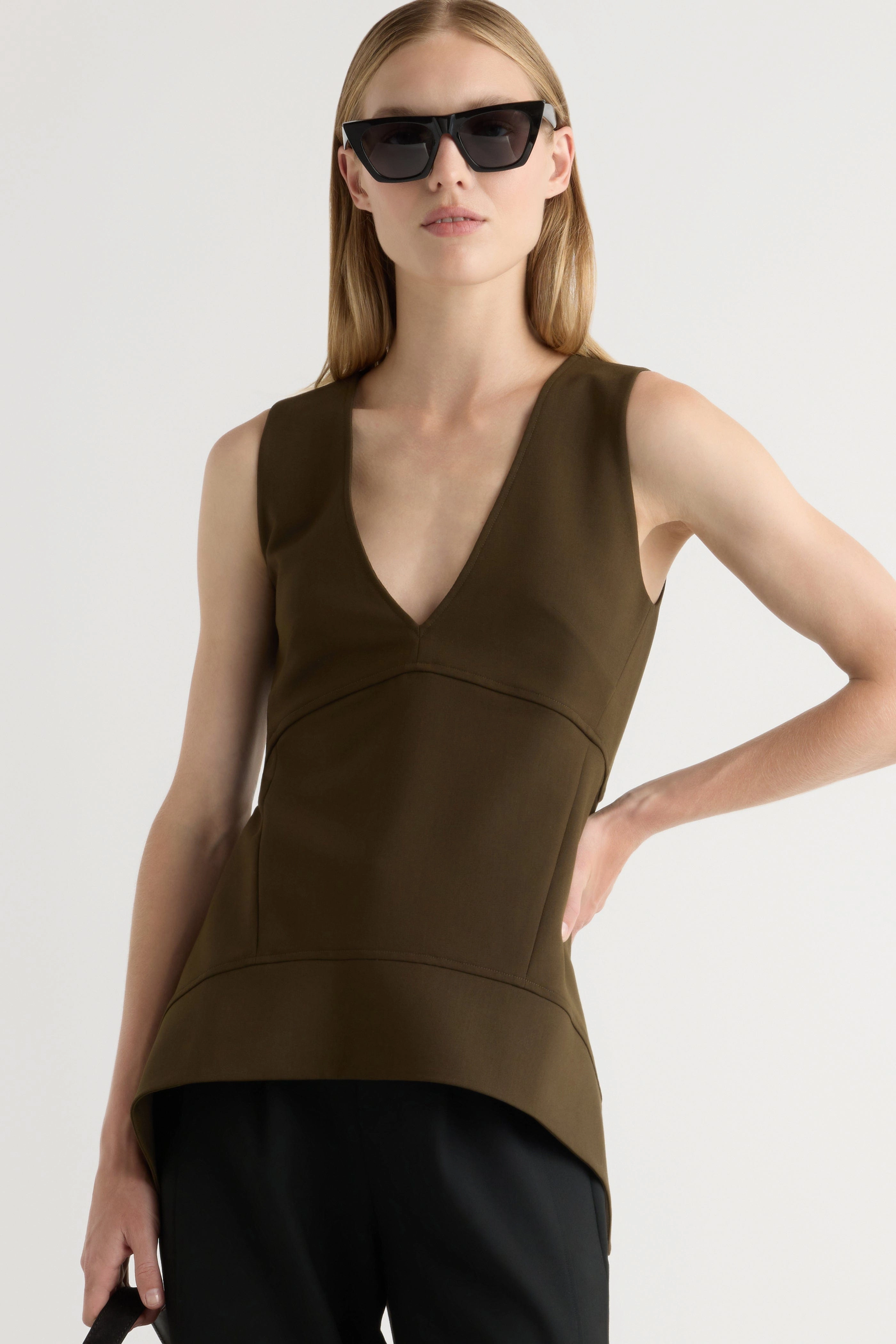 LightweightConstruction NonIrritating Seams Nakitha Asymmetric-Tunic Hem Blouse