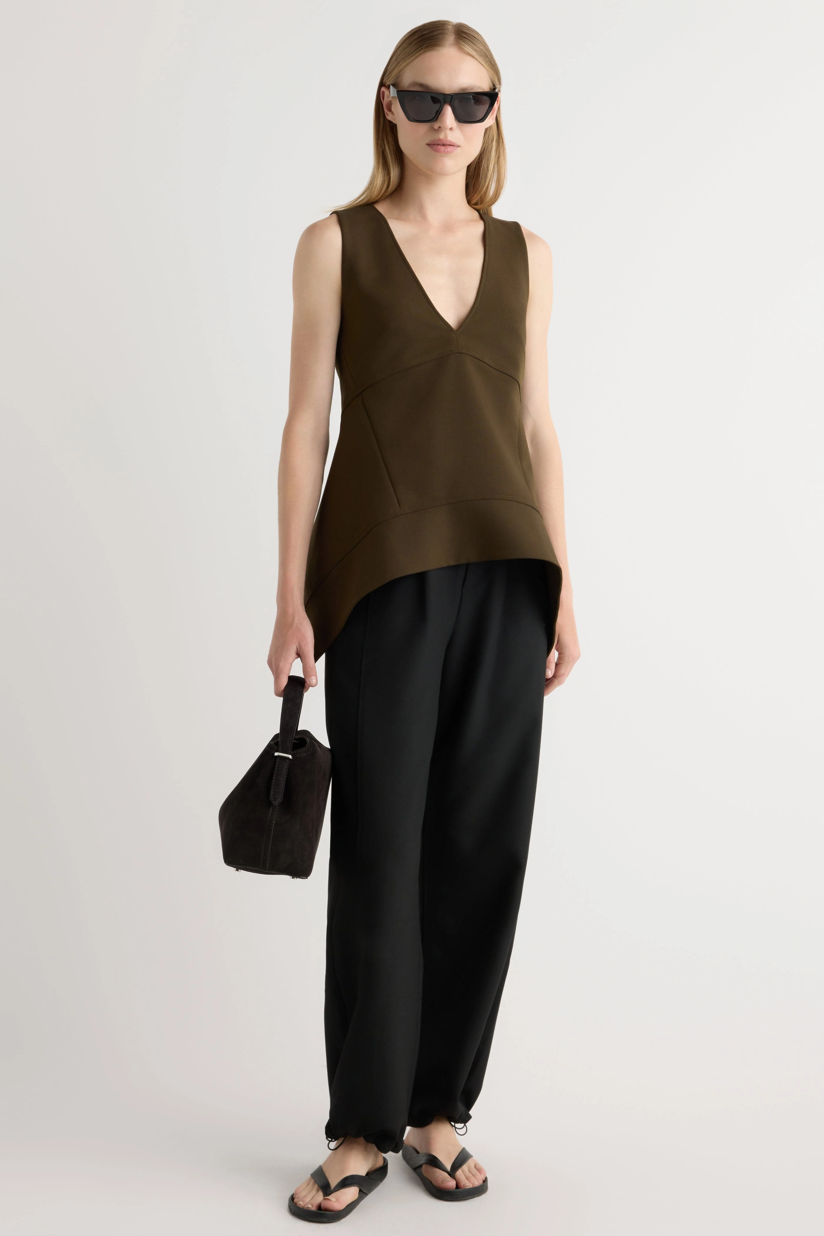 Noise Reducing Fabric Treatment Nakitha Asymmetric-Tunic Hem Blouse