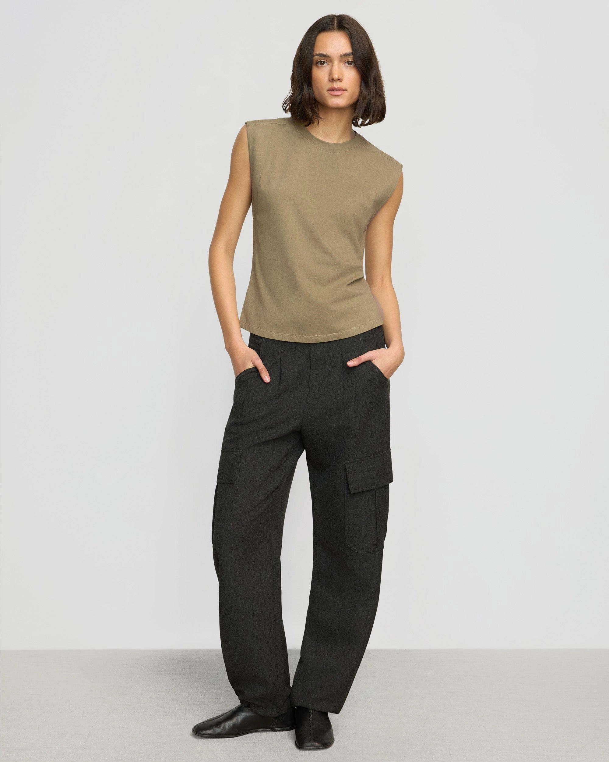Organic Cotton Fiber Nana Organic Cotton Structured-Shoulder Tee