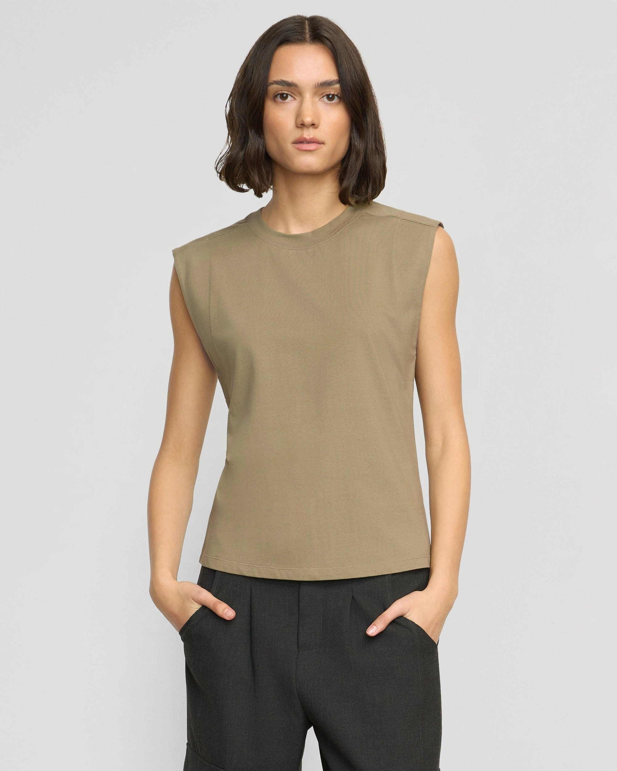 Tactile Soft Texture Nana Organic Cotton Structured-Shoulder Tee