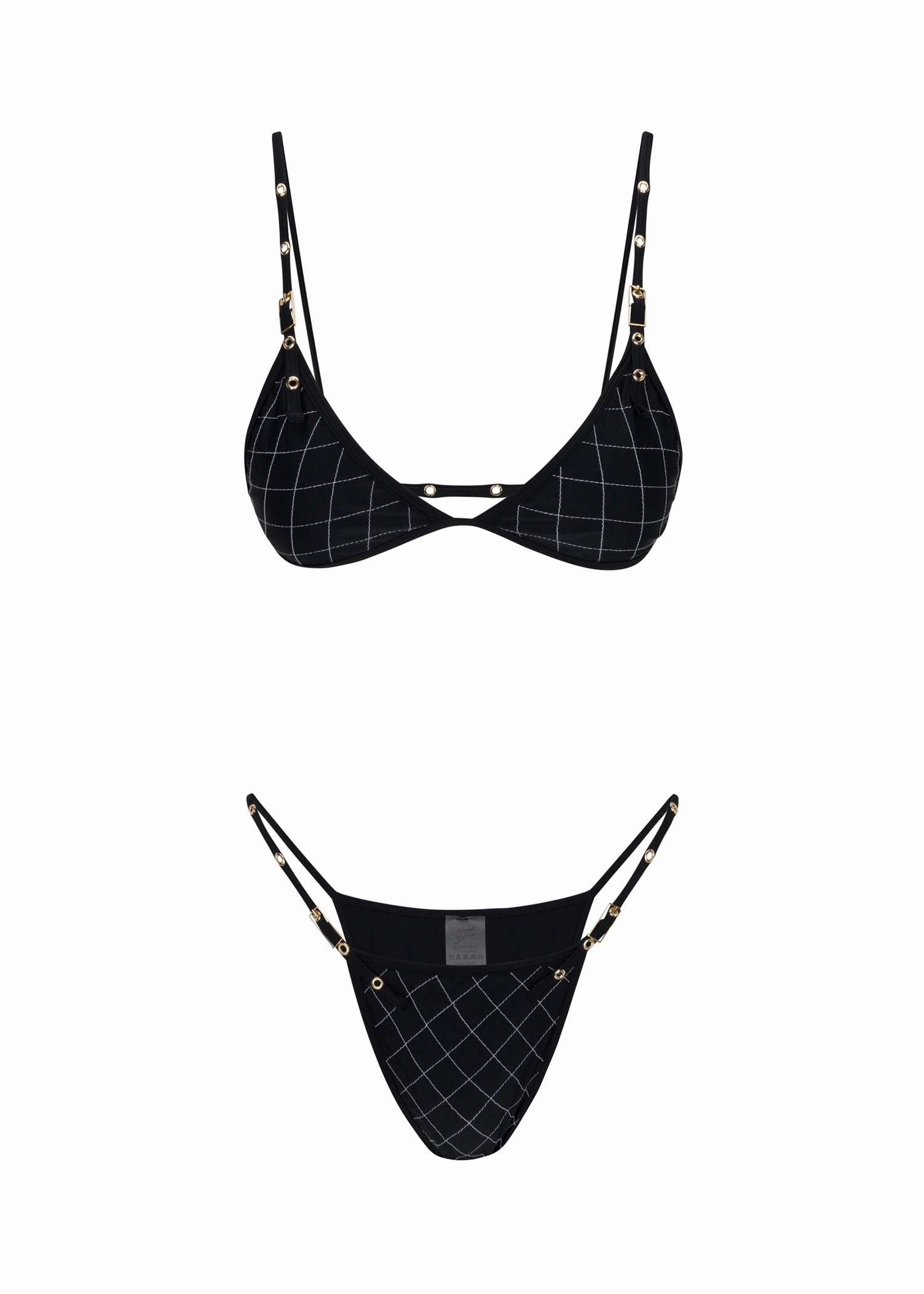 Naomi Buckle Bikini Bottom | Black Multi Panel Construction Temperature Control Technology