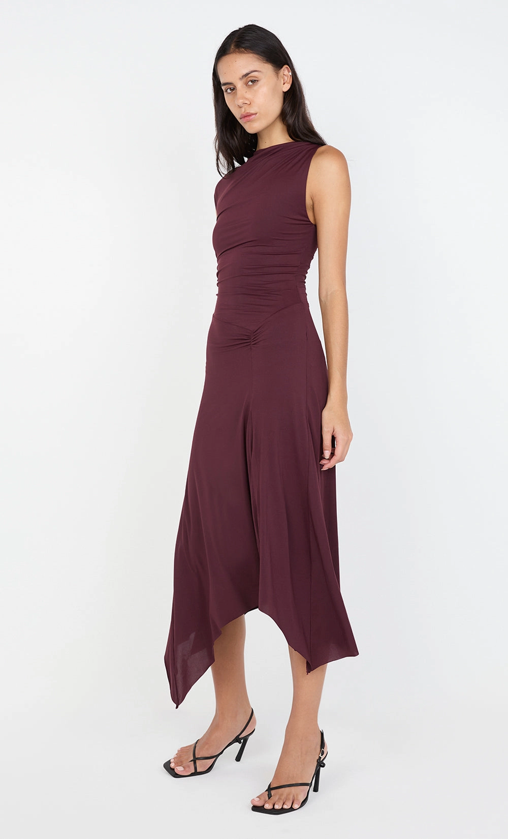 Smooth silhouette Fresh Palette NARA ASYM MIDI DRESS - PLUM