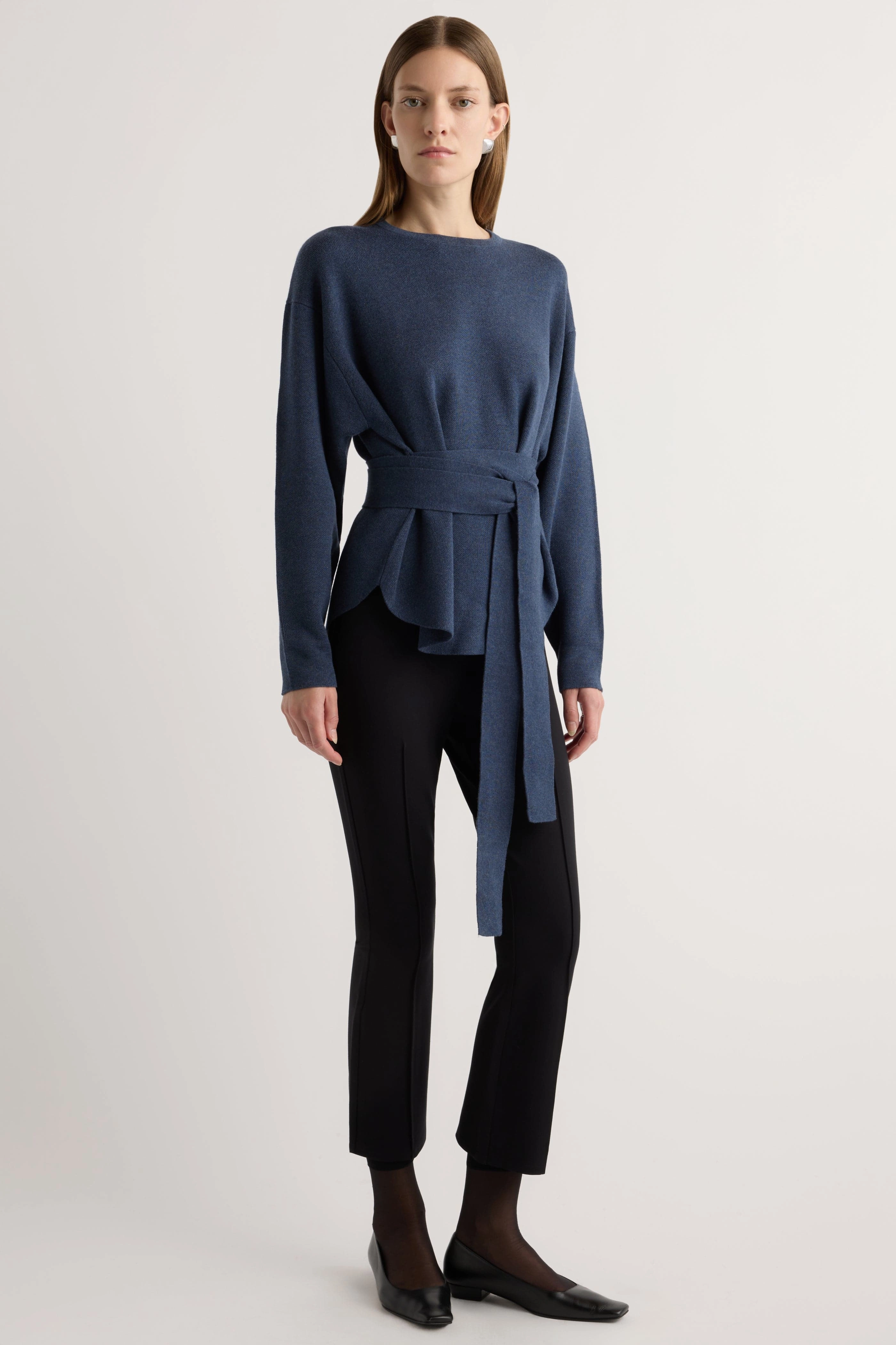 Soft Lining Breathable Wool Nara Tie-Front Knit Sweater