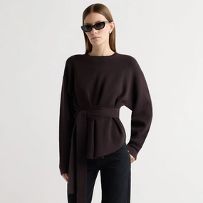 Nara Tie-Front Knit Sweater Biodegradable Fiber Options