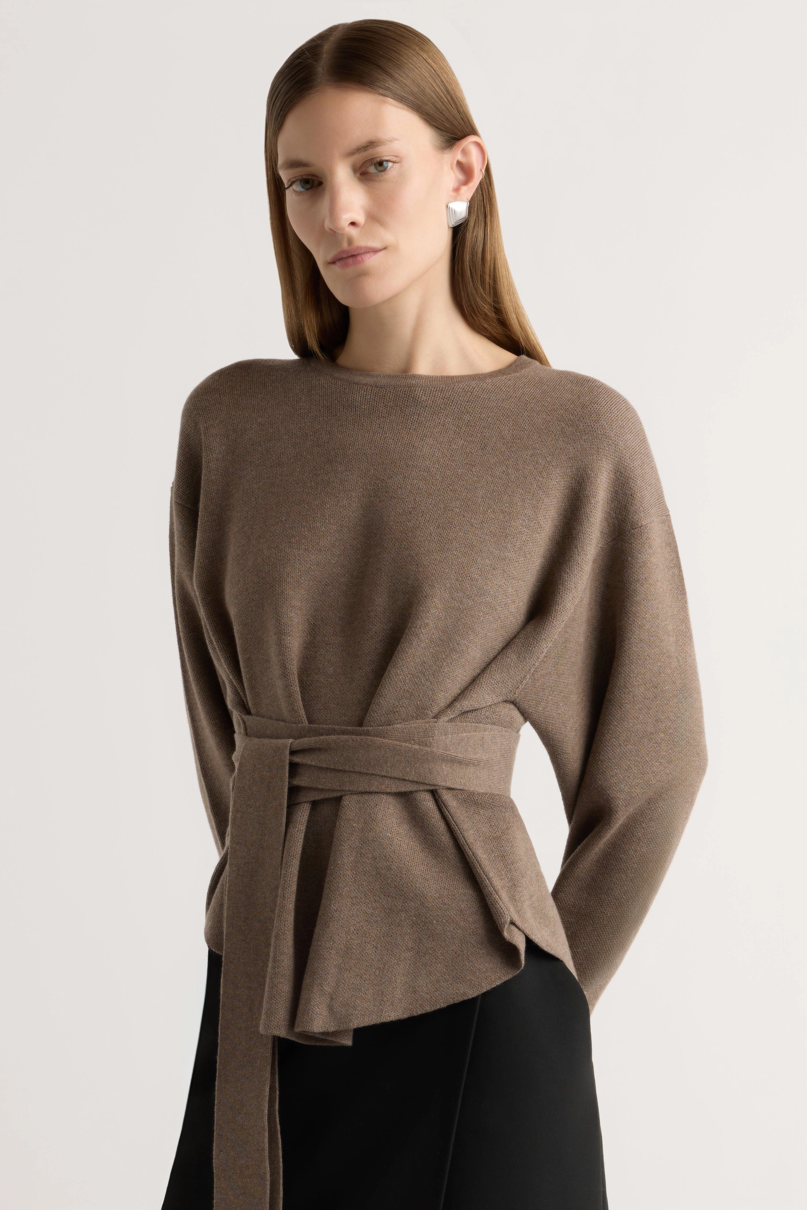 Quick Fit Stretch Nara Tie-Front Knit Sweater