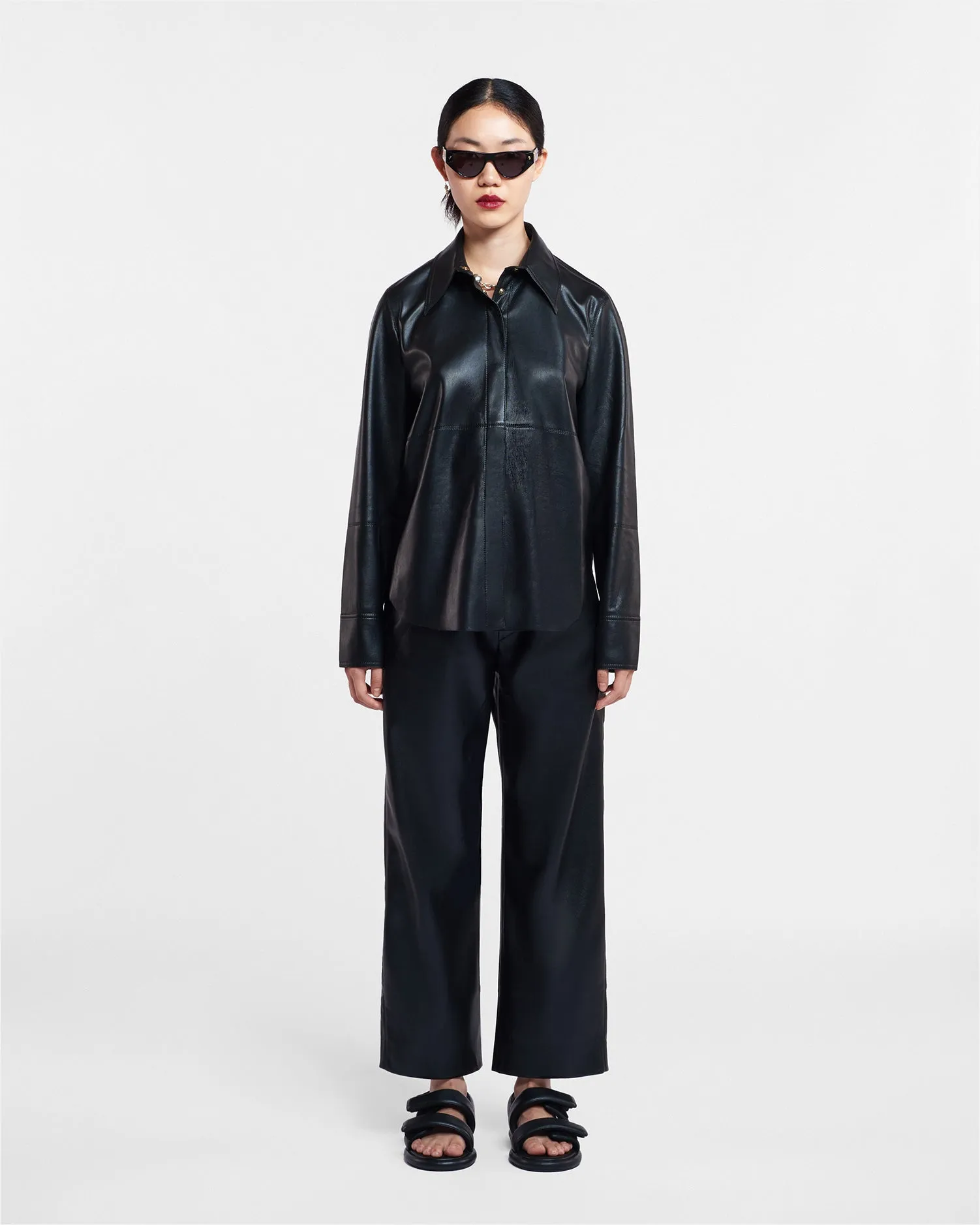 Flexible Fabric Naum - Okobor? Alt-Leather Shirt - Black