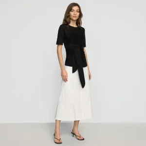 Nava Cotton Twill Flared Skirt Minimalist Layering Street Style