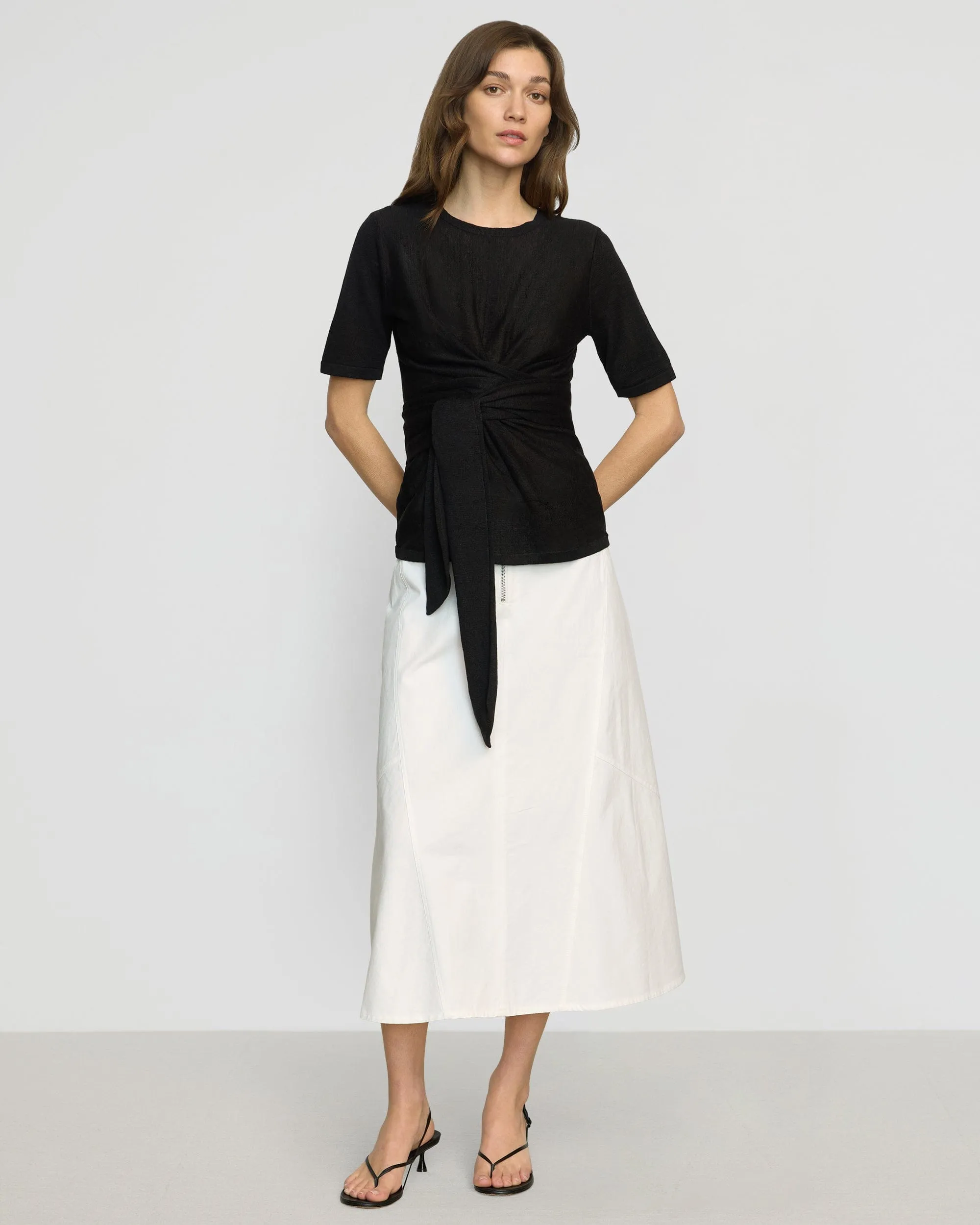 High End Quality Nava Cotton Twill Flared Skirt