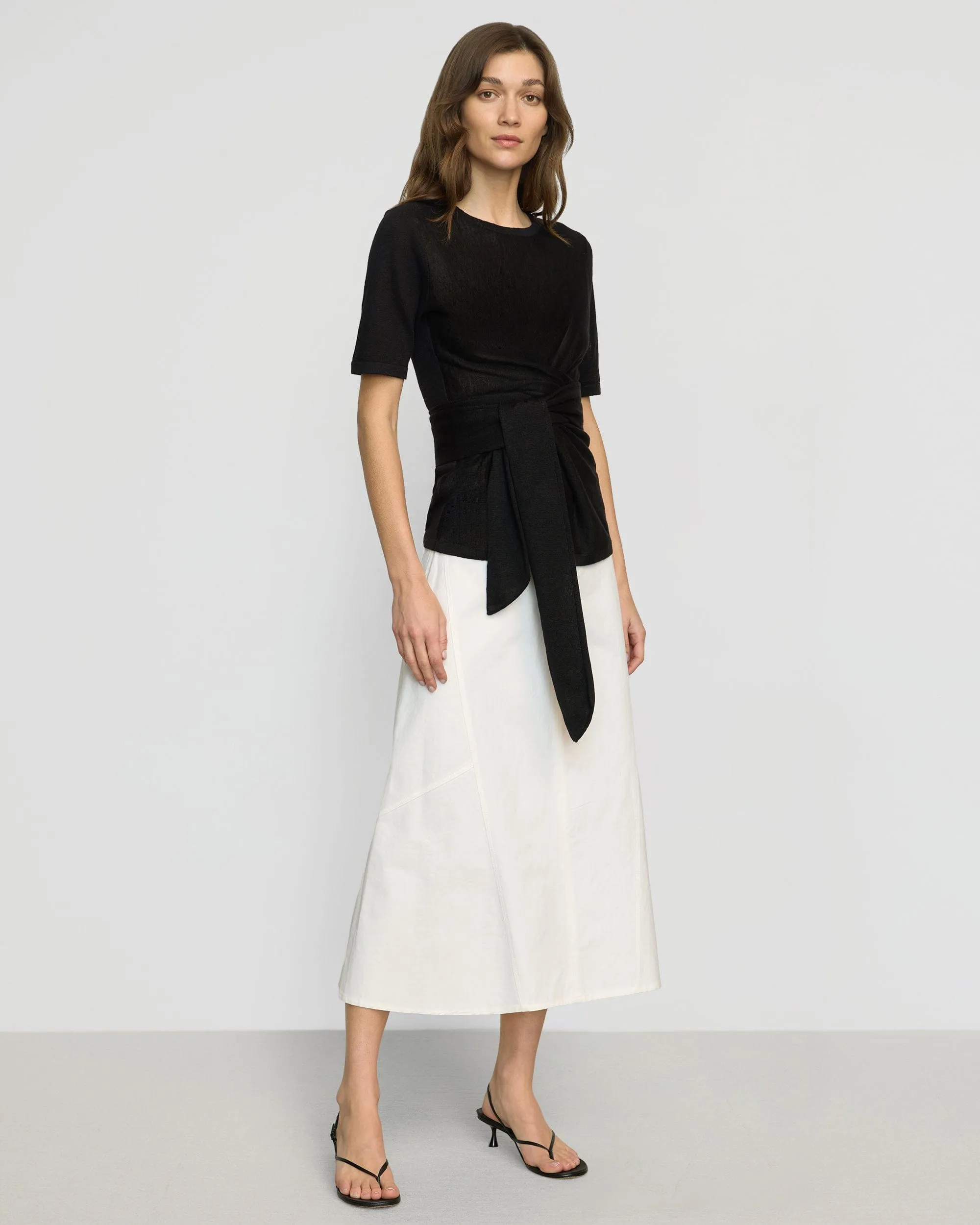 Nava Cotton Twill Flared Skirt Stretch Comfort Artisanal Craft
