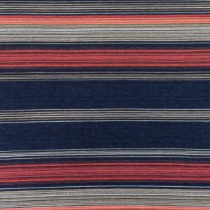 Navy-Coral-Multi Striped Viscose Stretch Jersey Knit Fabric