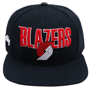 NBA PORTLAND TRAIL BLAZERS WORDMARK AND LOGO UNISEX SNAPBACK HAT (BLACK)