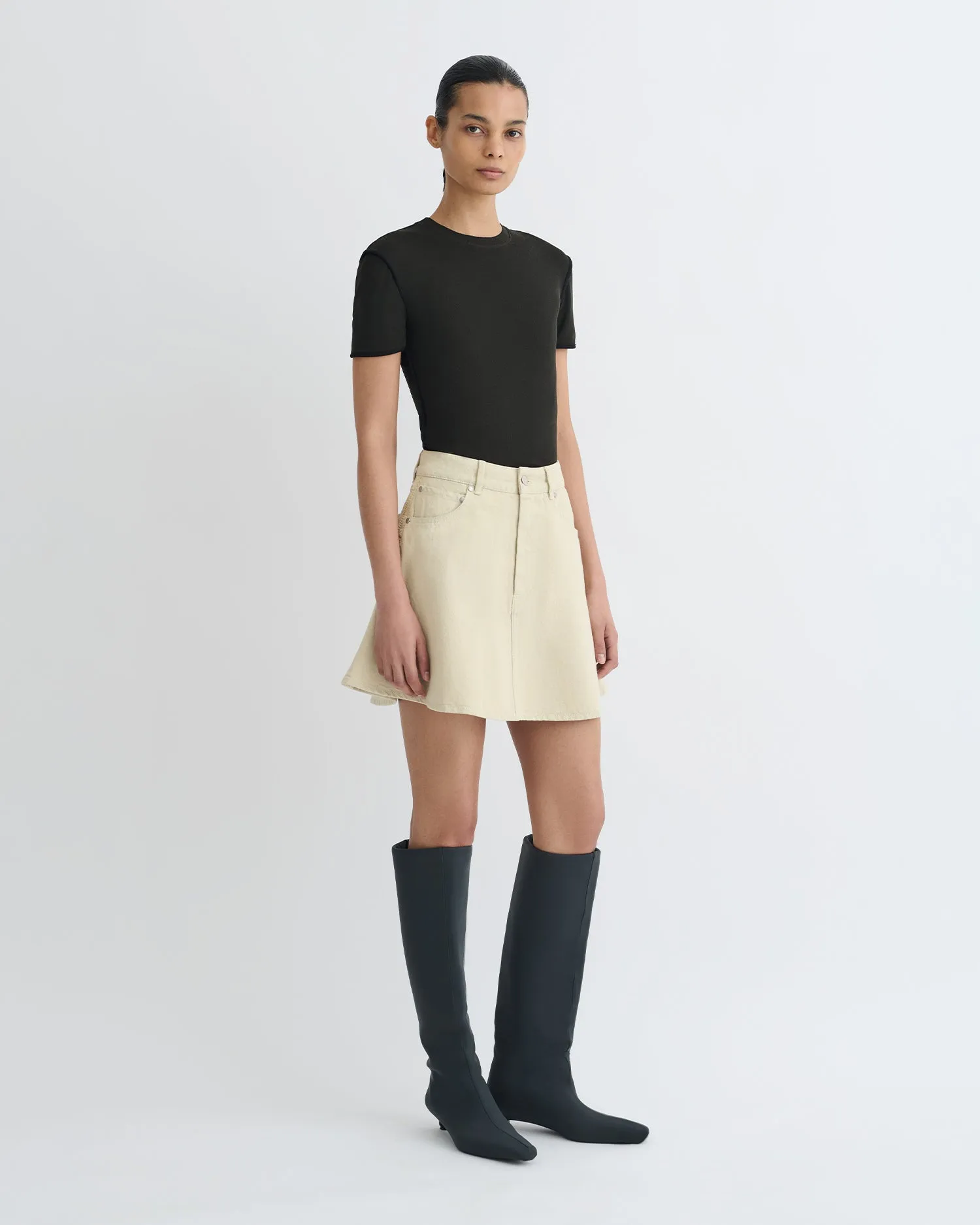 Neah - Denim Mini Skirt - Beige Spring Mood Affordable