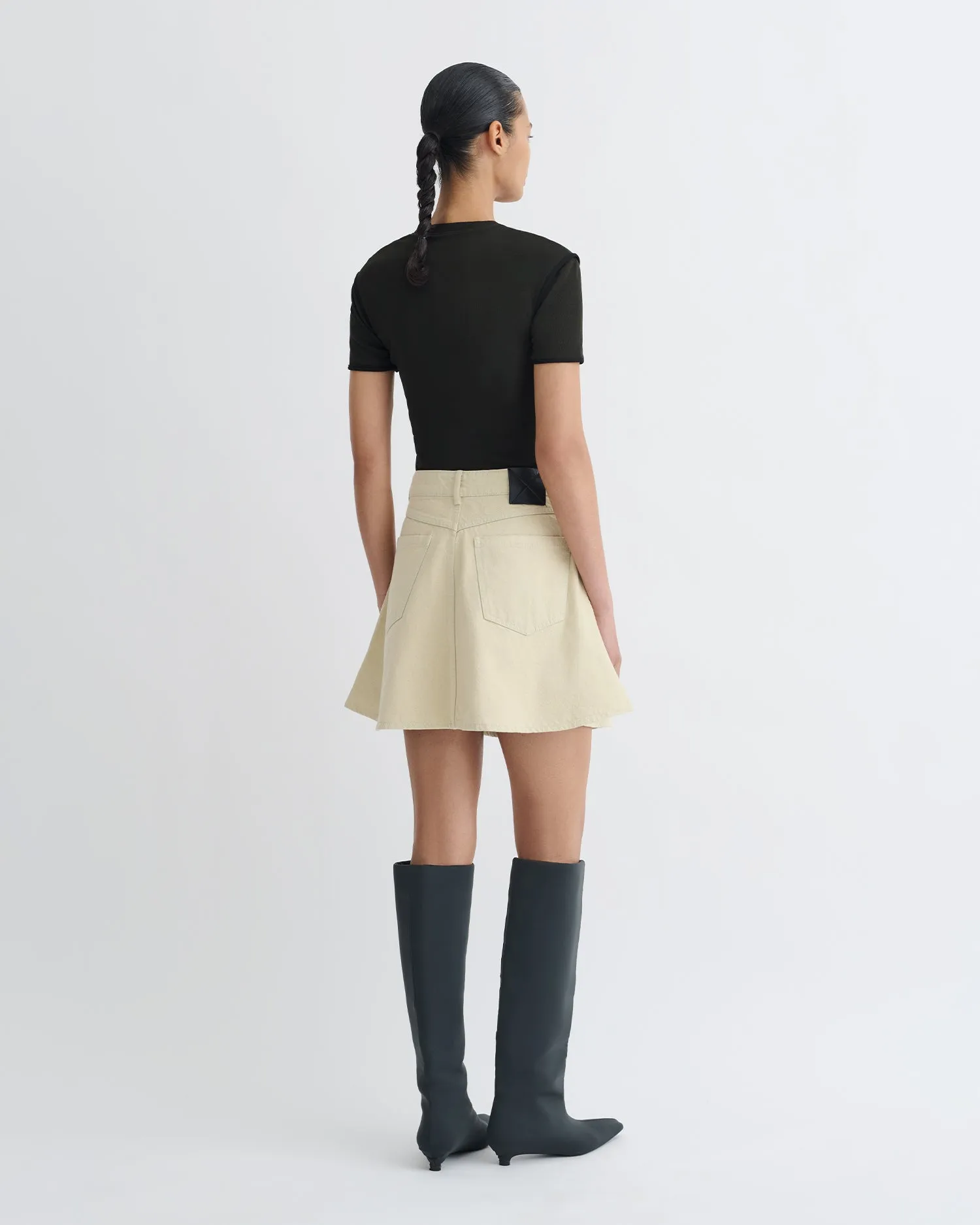 Base Wear Spring Mood Bold Neah - Denim Mini Skirt - Beige