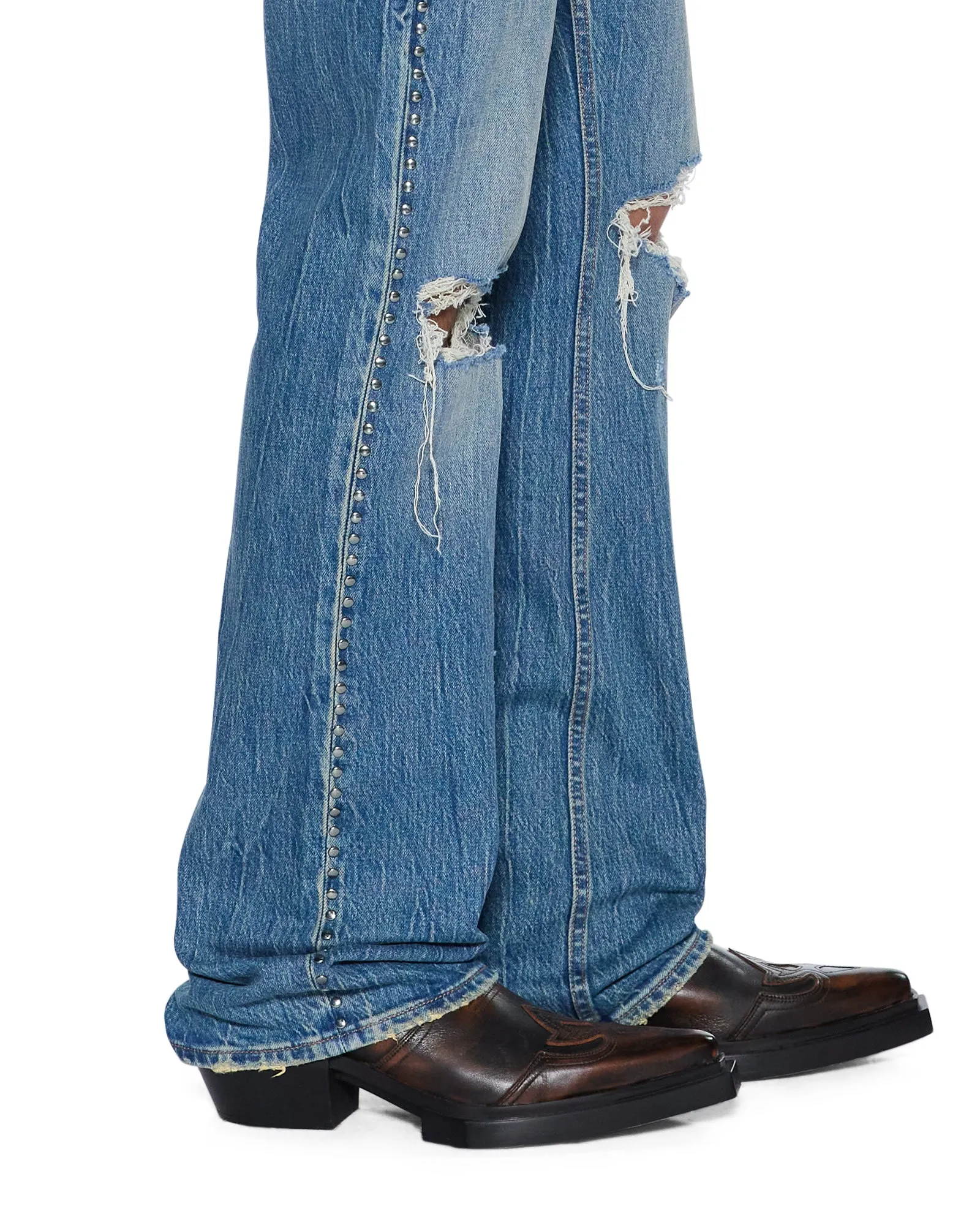 BRONKO TEXAS BLUE STUDDED Everyday Loose Music Event City Walk Smooth