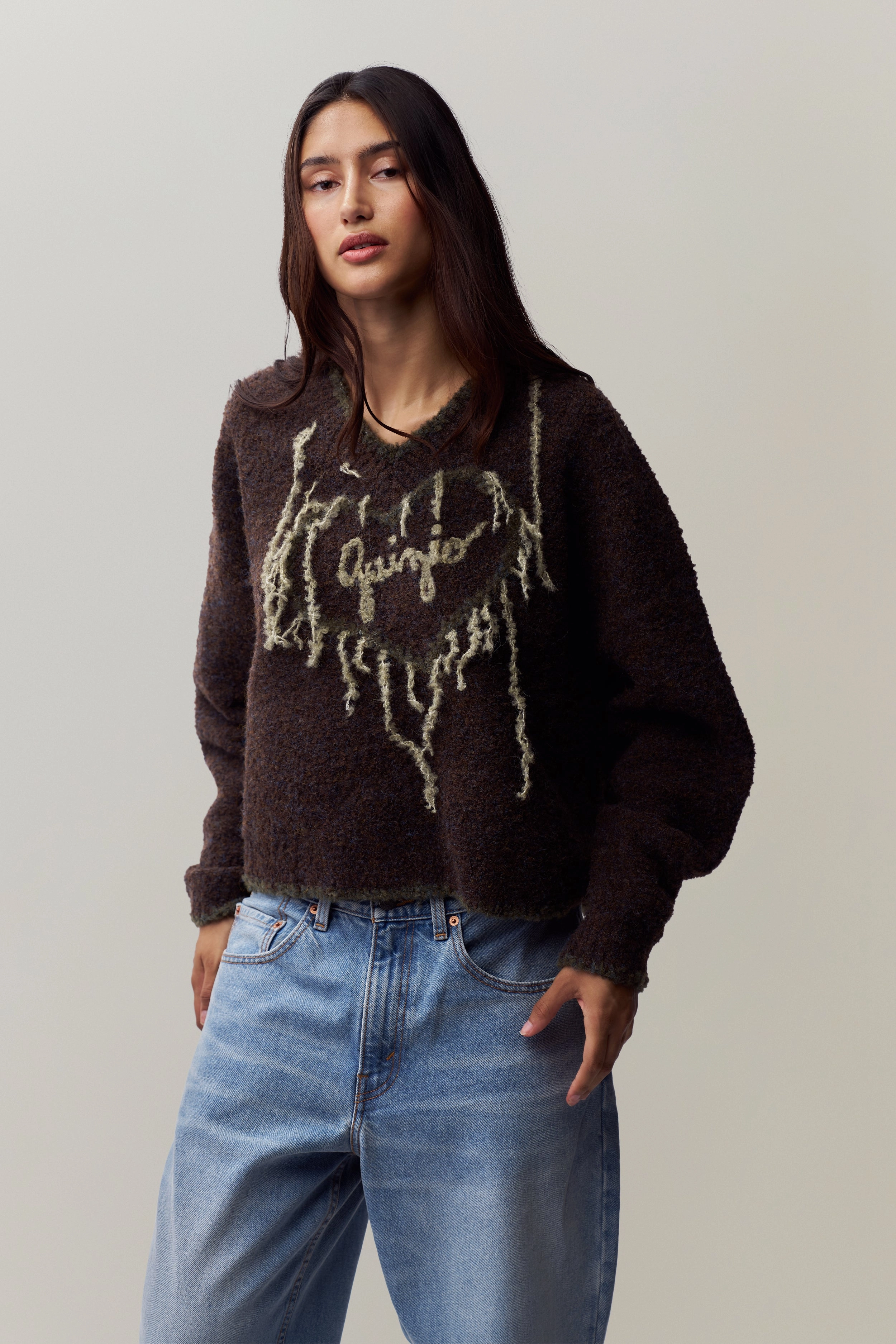Sustainable Material Neutral Colors Guizio Heart Sweater