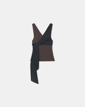 Vintage Pullover Neca - Mesh Jersey/Slip Satin Sleeveless Top - Dark Oak/Black