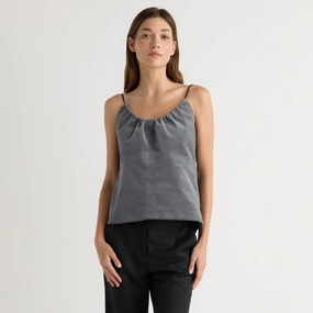 Nefferti Corduroy Ruched Cami Flexible Hemline SoftTouch