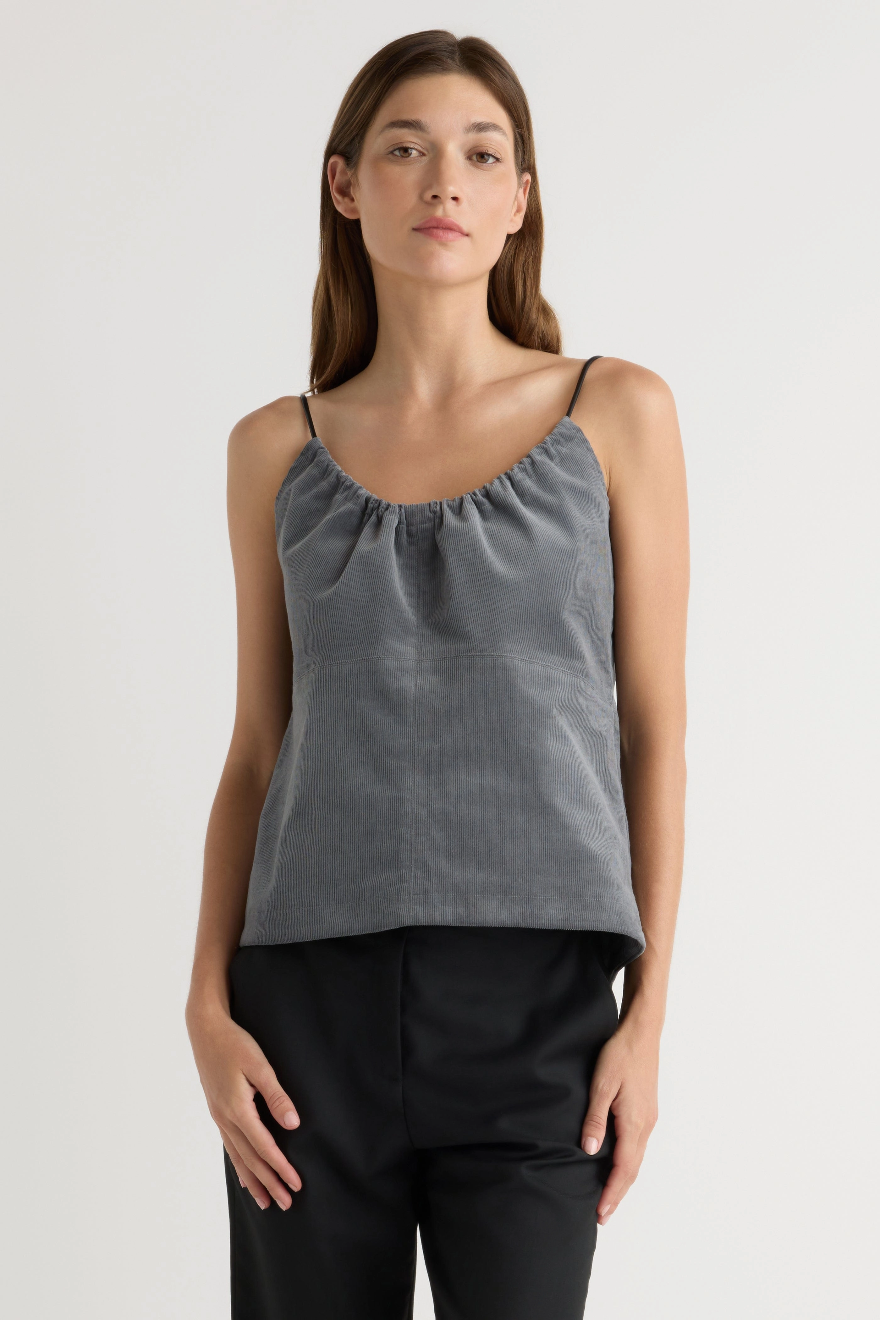 Roll Up Sleeve System Nefferti Corduroy Ruched Cami