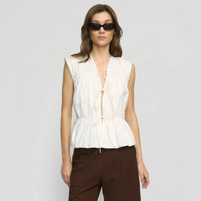 Neha Tie-Front Organic Cotton Blouse PocketDetails Trendy Sweater