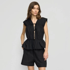 Bonded Hemline Neha Tie-Front Organic Cotton Blouse