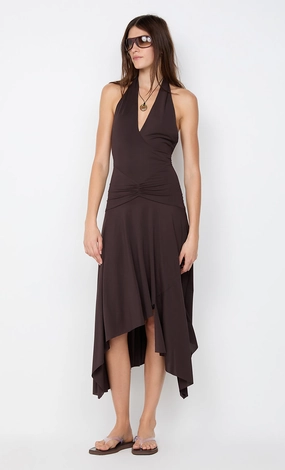 NESSIE HALTER DRESS - DARK CHOCOLATE Wedding guest