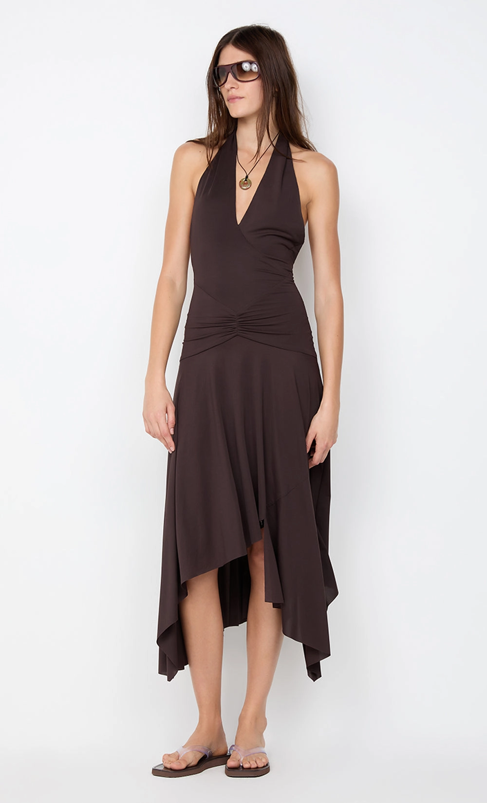 NESSIE HALTER DRESS - DARK CHOCOLATE Wedding guest